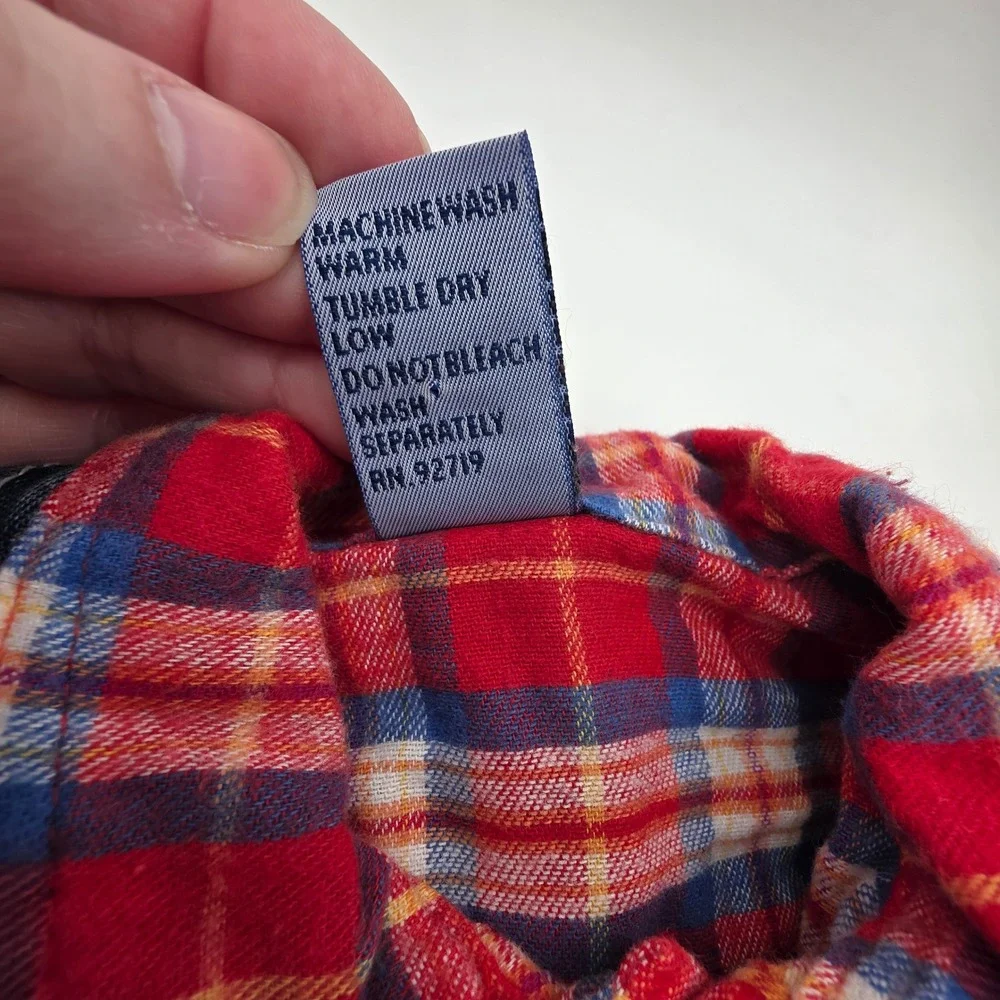 Mini Rocket Vintage Denim Overalls‎ and Plaid Flannel Shirt Set Red Blue 6-12M
